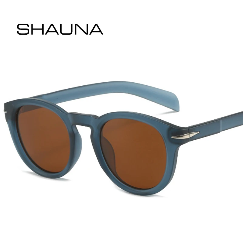 Top Trends: SHAUNA Retro Round Men Sunglasses Shades UV400 Fashion Brand Designer Blue Green Women Rivets Sun Glasses Shoppable Styles