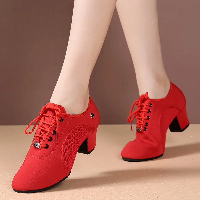 Top Trends: Female Adult Latin Dance Shoes Teacher Shoes Women Oxford Cloth Middle Heel Square Dance Shoes Sailor Dance Soft Social Sneakers Shoppable Styles - Image 6