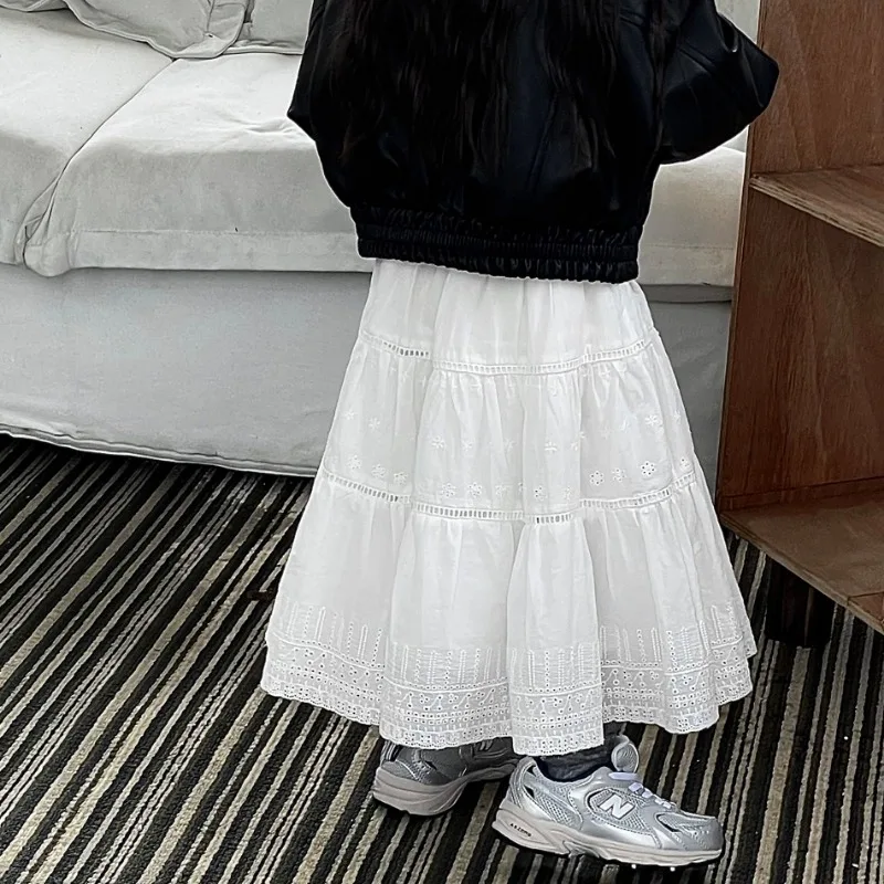 Top Trends: Girls&#039; French Vintage High Waist Long Style Skirt 2-7Years Kids Lace Embroidered A-line Umbrella Skirts Shoppable Styles