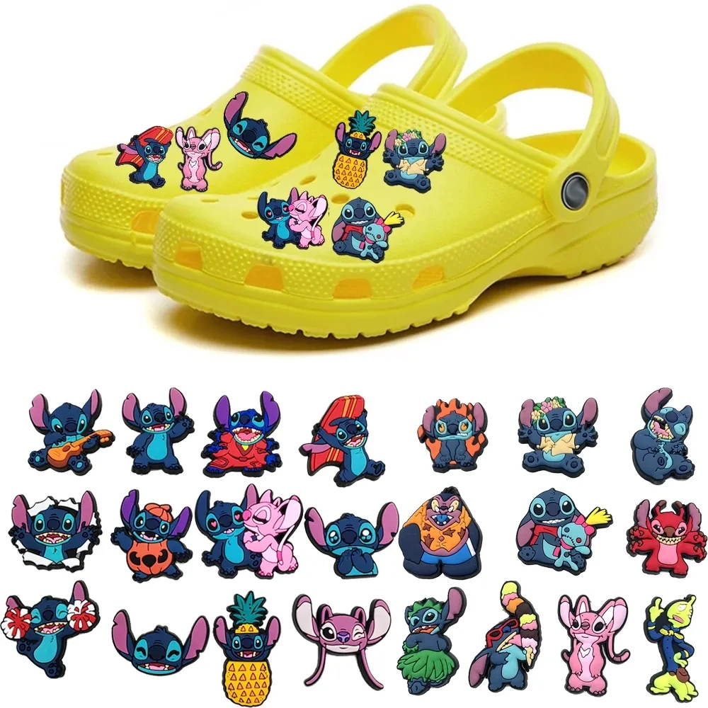 Top Trends: Miniso Cute Stitch Croc Charms Shoes Pvc Shoe Charms Diy Sandals Accessories For Clogs Pins Decorate Boys X-Mas Kids Day Gift Shoppable Styles