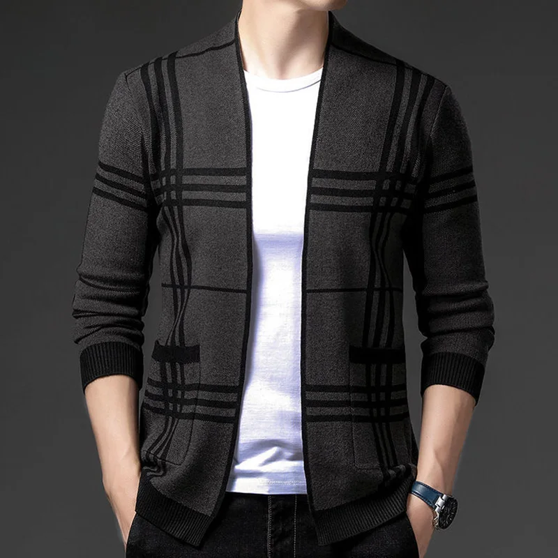 Top Trends: Fashion Casual Knitted Pockets Striped All-matchCardigan Sweaters Men's Clothing 2023 Autumn New Korean Tops Loose Coat Shoppable Styles