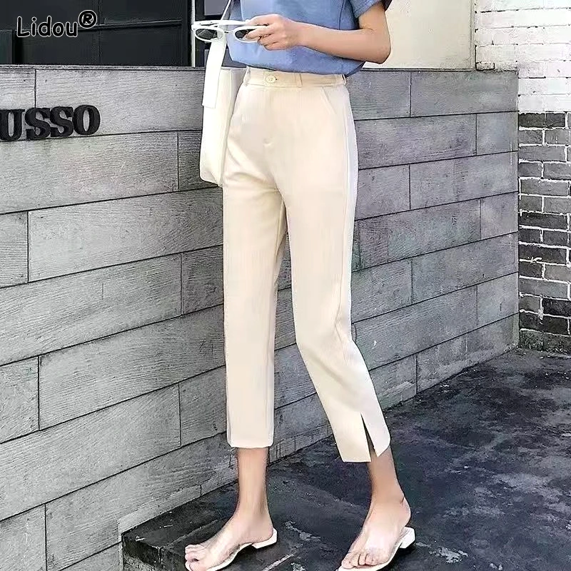 Top Trends: Business Casual Fashion Zippers Button Pockets Solid Color Pencil Pants Simplicity Spring Summer Thin New Women's Clothing 2023 Shoppable Styles