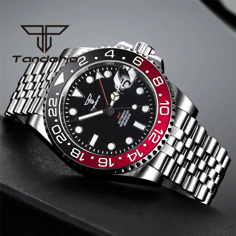 Top Trends: Tandorio NH34A GMT 200m Waterproof Automatic Wristwatch For Men 120 Clicks Rotating Bezel Sapphire Glass Auto Date Screw Crown Shoppable Styles