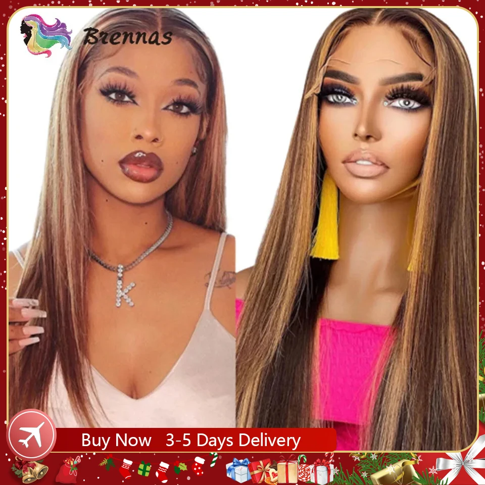 Top Trends: Straight Highlight Wig Honey Blond Ombre Lace Front Wigs For Women Human Hair Preplucked Brazilian Ombre Straight Human Hair Wig Shoppable Styles