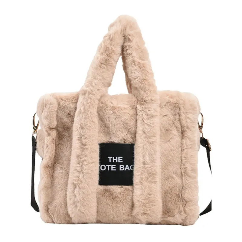 Top Trends: Winter Faux Fur The Tote Bag For Women Plush Handbag Designer Brand Fluffy Wool Shoulder Bag Women Furry Crossbody Messenger Bag Shoppable Styles