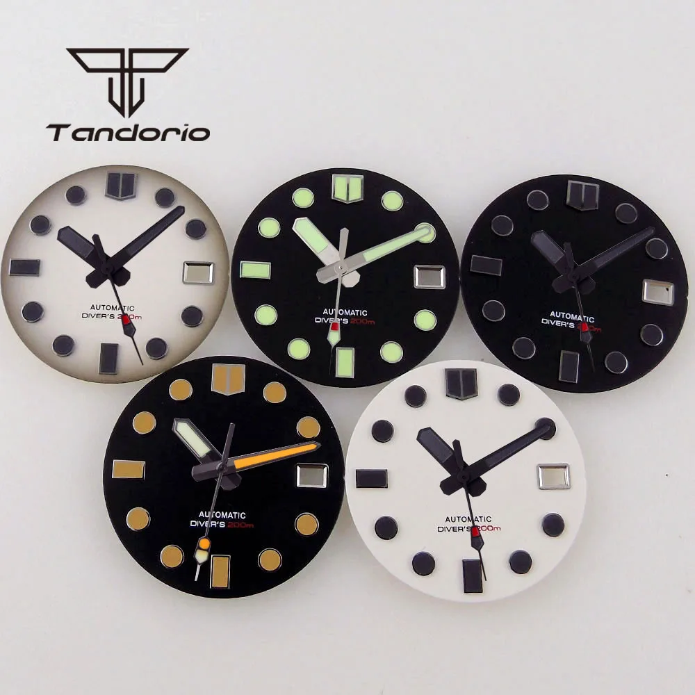 Top Trends: 29mm Black White Sterile Watch Dial Face Date Display Window Hands Set Luminous Accessories Fit NH35 NH36 Automatic Movement Shoppable Styles