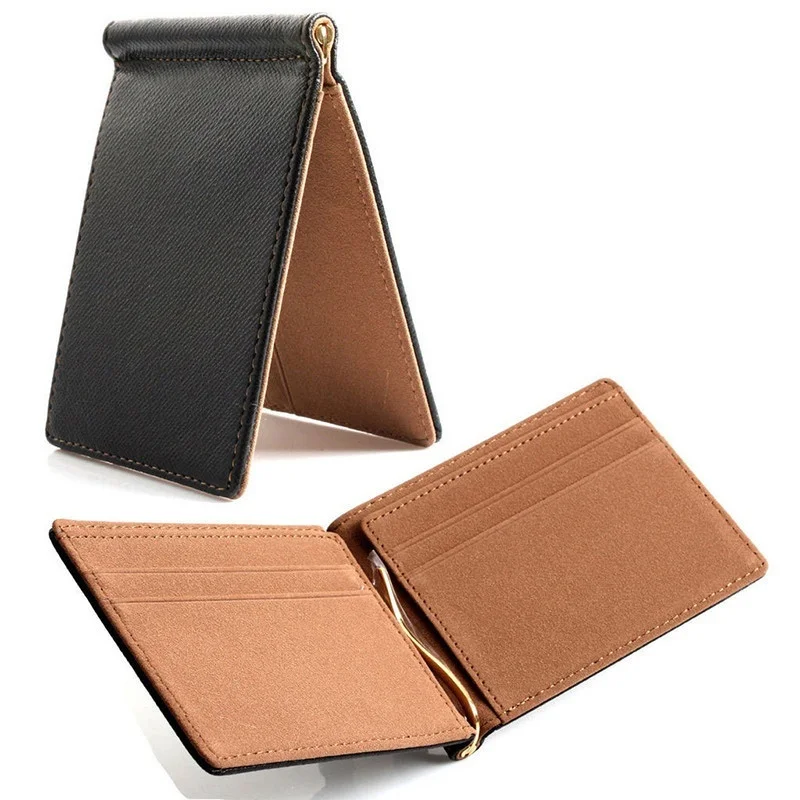 Top Trends: Fashion Men Wallet Short Skin Wallets Purses PU Leather Money Clips Sollid Thin Wallet Men Purse ID Credit Card Cash Holder Shoppable Styles