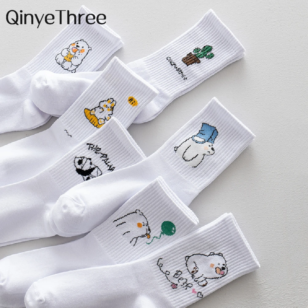 Top Trends: Ins New Autumn Cartoon Bear Panda Rabbit Cactus White Sports Women Soft Cotton Cute Winter Socks Kawaii Hipster Street Graffiti Shoppable Styles