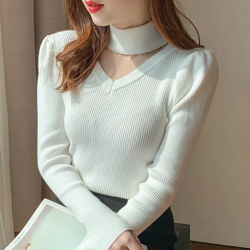 Top Trends: Fashion Solid Color Spliced Hollow Out Sweaters Women's Clothing 2023 Autumn Winter New Loose Knitted Pullovers All-match Tops Shoppable Styles - Image 2