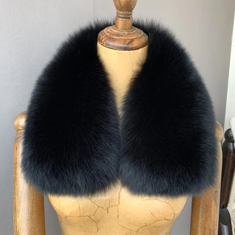 Top Trends: Fox Fur Collar Women Winter Real Fox Fur Scarf Furry Fur Collar Ladies Coat Scarf Natural Fur Scarf Women Female Thick Shawl Shoppable Styles - Image 2