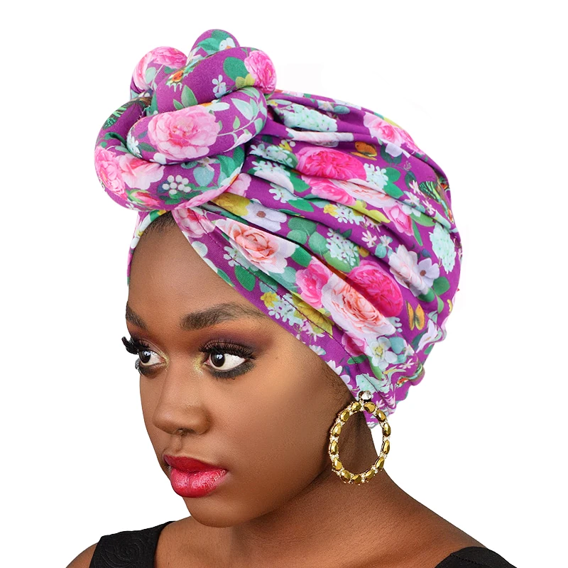 Top Trends: African Pattern Floral Print Knotted Turban Women Chemo Cap Headscarf Beanie Hat Party Wedding Turban Headwear Turbante Mujer Shoppable Styles