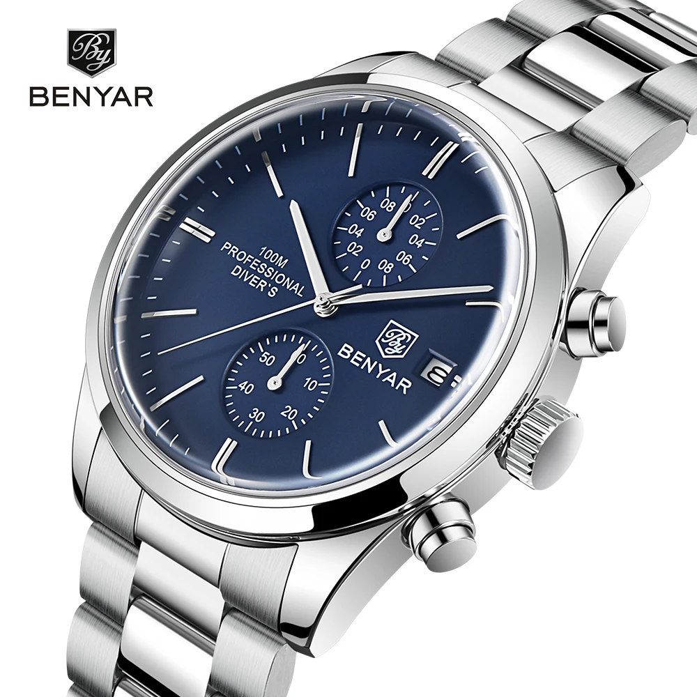 Top Trends: BENYAR Men&#039;s Watches 2023 Top Brand Quartz Watch For Men Stainless Steel Waterproof Sports Military Fashion Chronograph Luminous Shoppable Styles