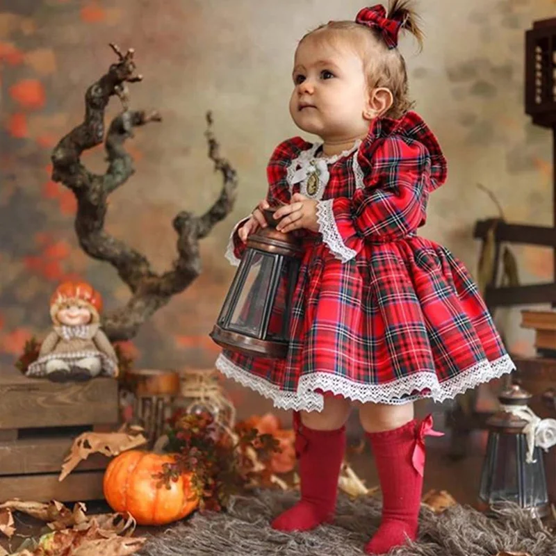 Top Trends: Girls Christmas Dress Toddler Baby Girls Clothes Lace Ruffles Tutu Party Dress Red Plaid Xmas Costumes New Year 2023 Outfits Shoppable Styles