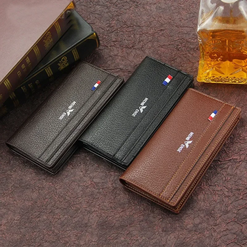 Top Trends: Men's Leather Wallet ID Card Holder Purse Checkbook Long Clutch Bifold Business Money Bag Man Wallets Cartera Hombre Carteras Shoppable Styles - Image 5