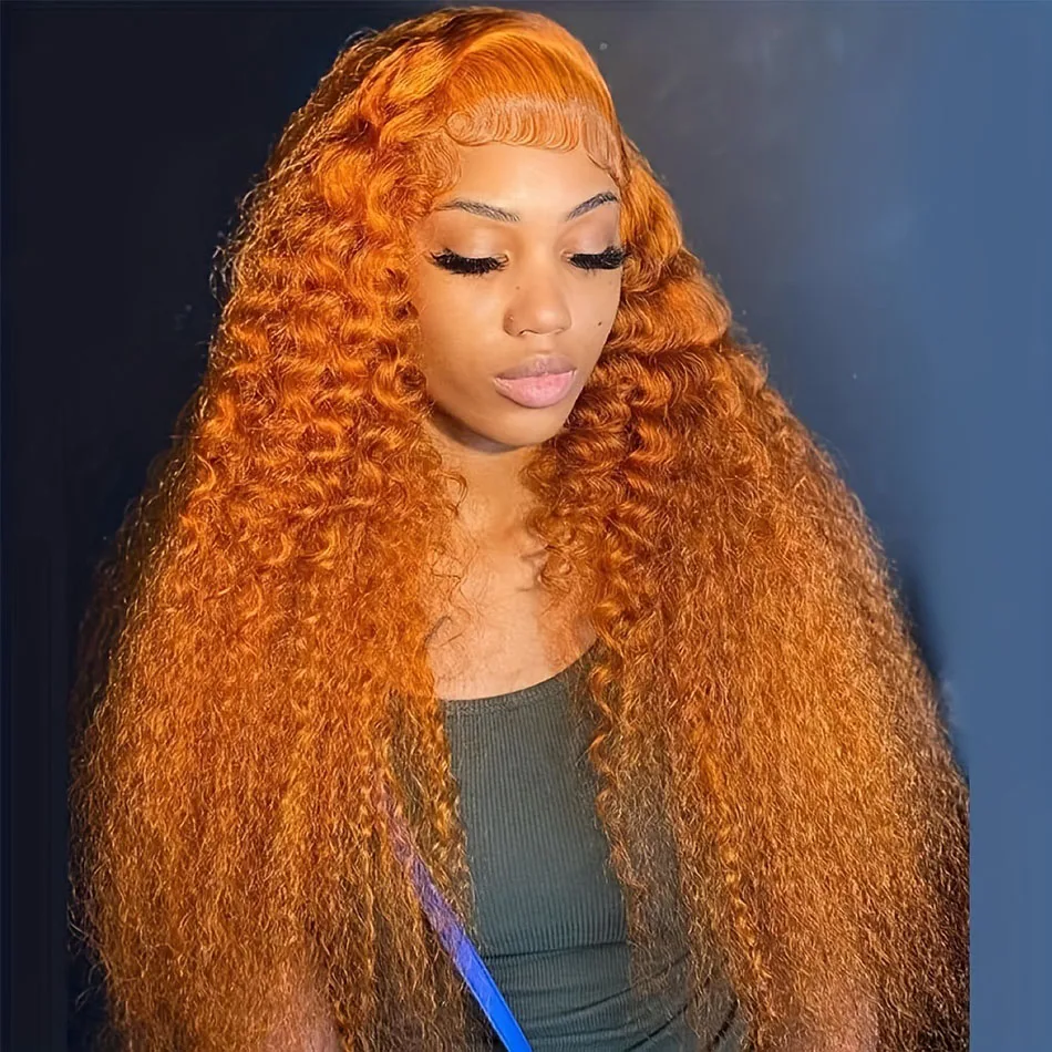 Top Trends: 13x6 Hd Colored Ginger Orange Curly Lace Frontal Wig 13x4 Deep Water Wave Lace Front Human Hair Wigs 30inch Brazilian Preplucked Shoppable Styles