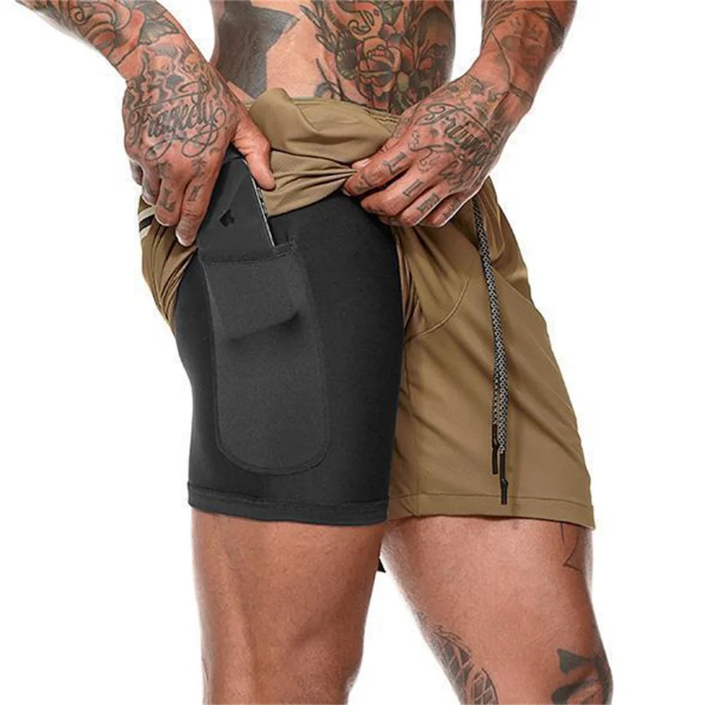 Top Trends: New Men's Double Layer Solid Shorts Large Size Fitness Training Fast Running Pants Shoppable Styles - Image 2