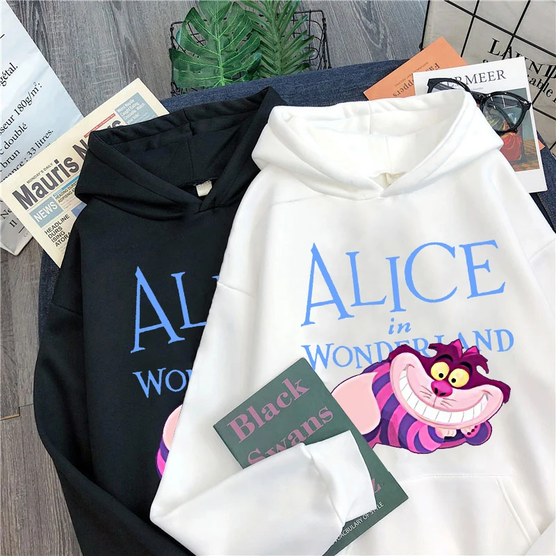 Top Trends: Disney Sweatshirt Fashion Alice In Wonderland Cheshire Cat Cartoon Cute Cat Print Hooded Pullover Unisex Womens Long Sleeve Top Shoppable Styles