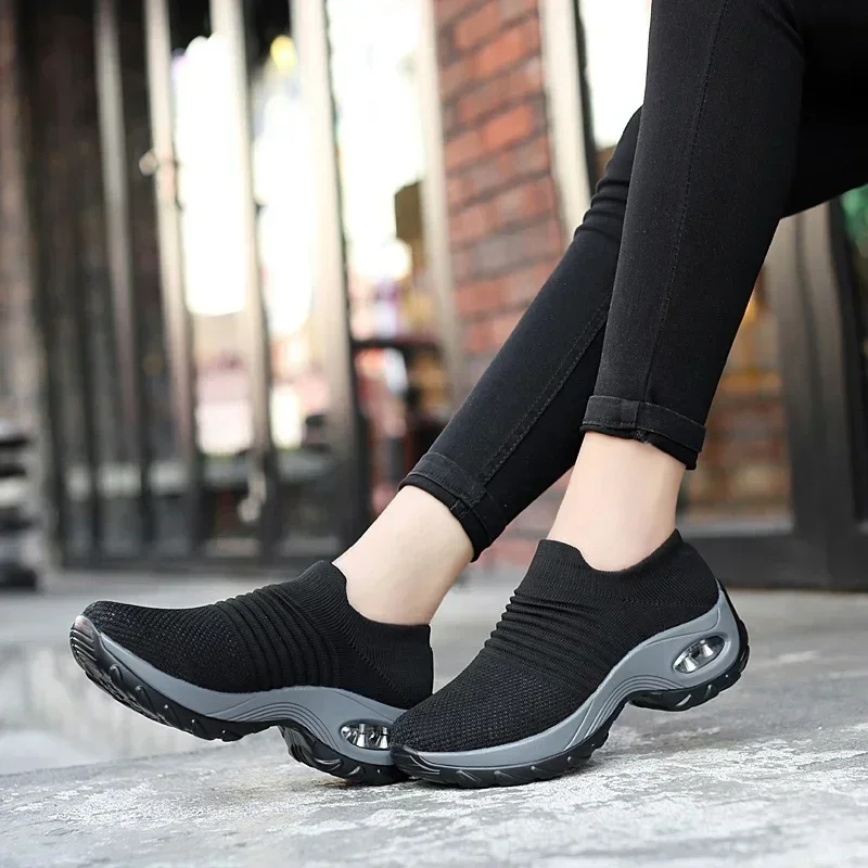 Top Trends: Mesh Women Walking Shoes Running Air Tennis Shoes Trendy Platform Slip-On Sneaker Air Cushion Gym Modern Dance Shoes Men Plus 43 Shoppable Styles