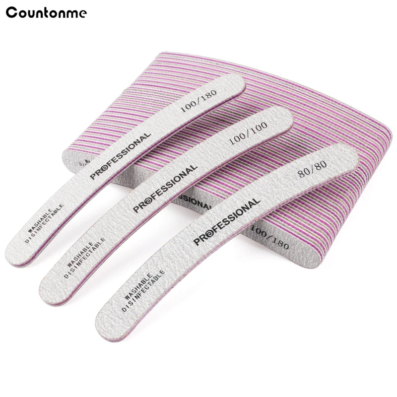 Top Trends: 5Pcs / Lot Professional Nail Art Files 100 / 180 Banana Design Curved Buffer 80 / 80 100 / 100 Manicure Tools Set Pedicure Supply Shoppable Styles