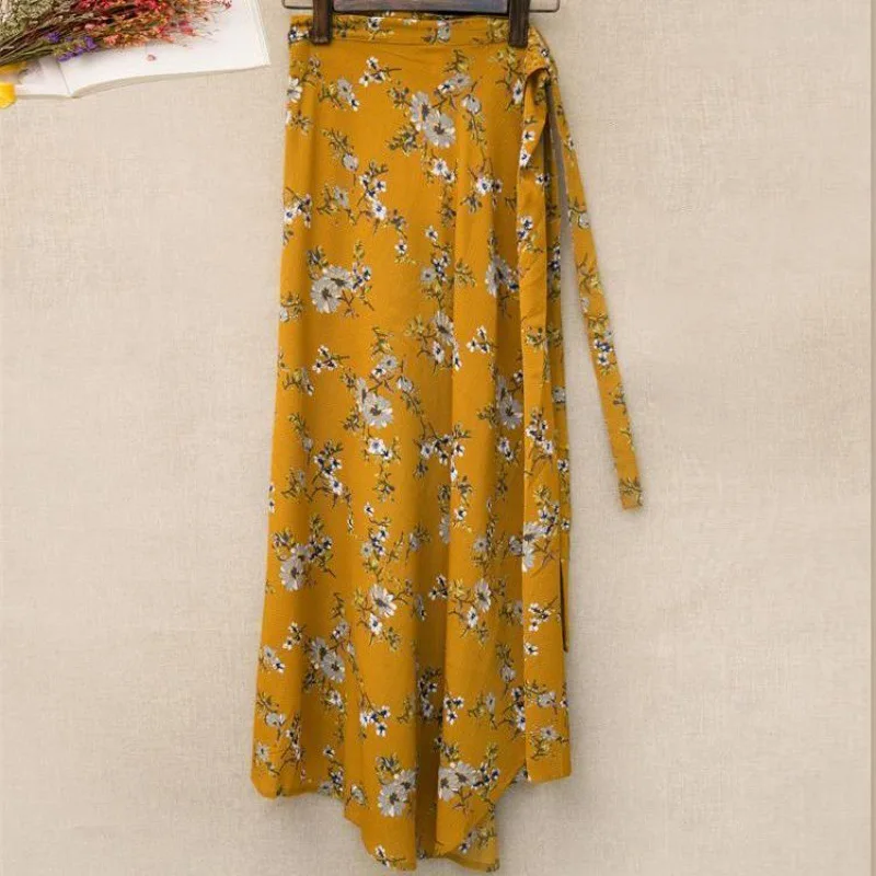 Top Trends: Boho Wrap Waist Tie Long Skirt Summer 2023 New High Waist Irregular Print Beach Dress Vintage Women's Long Skirt Shoppable Styles - Image 3