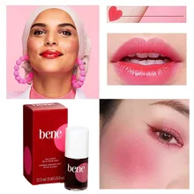 12.5ml Rose Red Liquid Blush Lip & Cheek Rouge Lip Glaze Lip Stain Lasting Matte Eyeliner Pencil Non Smudge Lip Plumper Serum