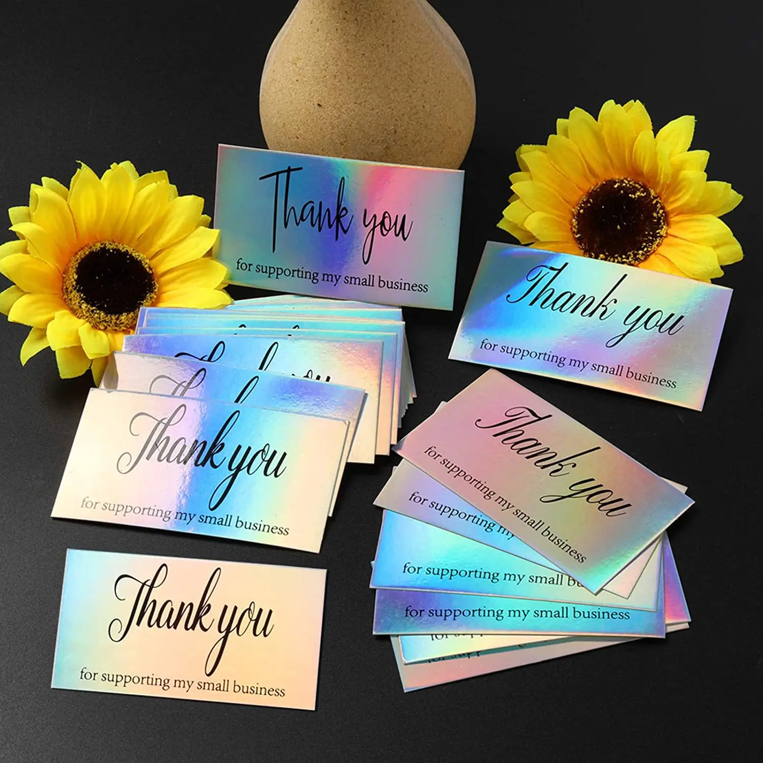 Top Trends: Pink Rainbow Luxury Laser Cards Greeting Pakages Thank You For Supporting My Small Bussiness Gift Packaging Supplies Customized Shoppable Styles