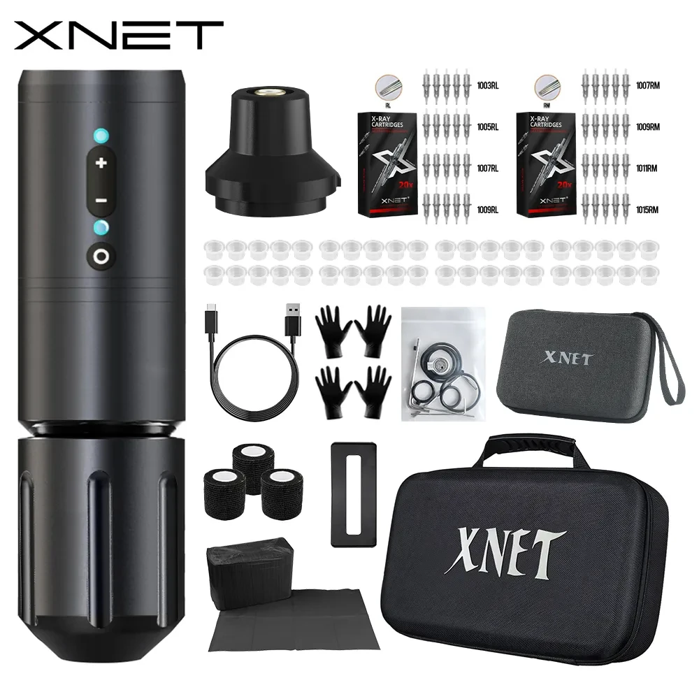 Top Trends: XNET Tornado Wireless Tattoo Machine Kit 2000mAh Battery 4mm Stroke 40 Mixed Tattoo Refills For Tattoo Artists Shoppable Styles