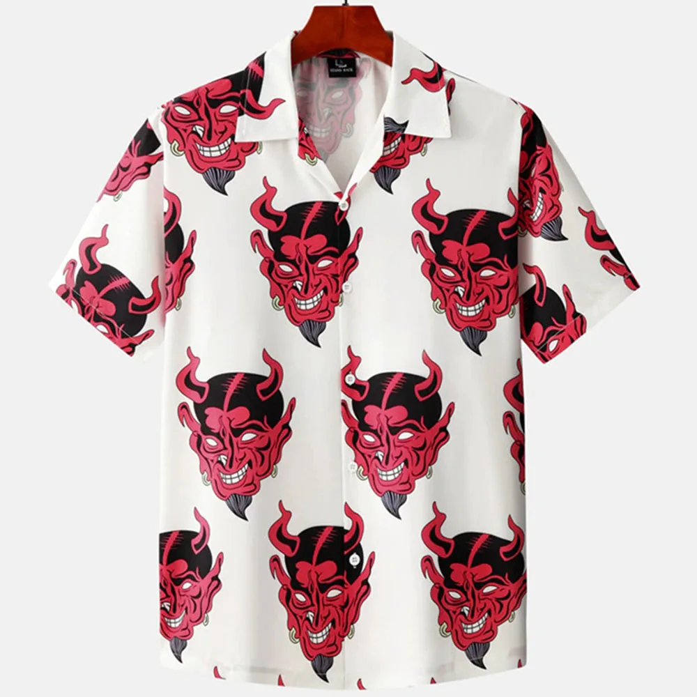 Top Trends: Summer Mens Hawaiian Casual Collar Shirts Short Sleeve Button Skeleton Demon Print Beach Floral Fashion Vintage Clothing XS-5XL Shoppable Styles