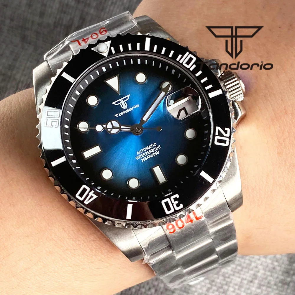 Top Trends: Tandorio Blue / Green / Red Sunburst Dial NH35A 40mm 200M Automatic Diving Men's Watch Sapphire Glass Rotating Ceramic / Alloy Bezel Shoppable Styles - Image 3