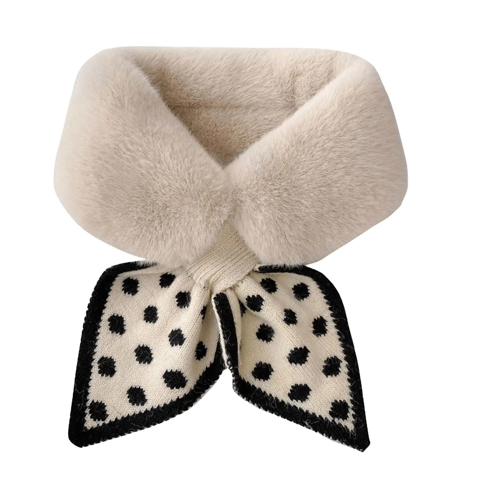 Top Trends: Knitted Faux Rabbit Fur Shawl Cross Scarf Collar Winter Collars And Scarves Neck Cover Women Luxury Neck Warmer Scarf Collar Shoppable Styles