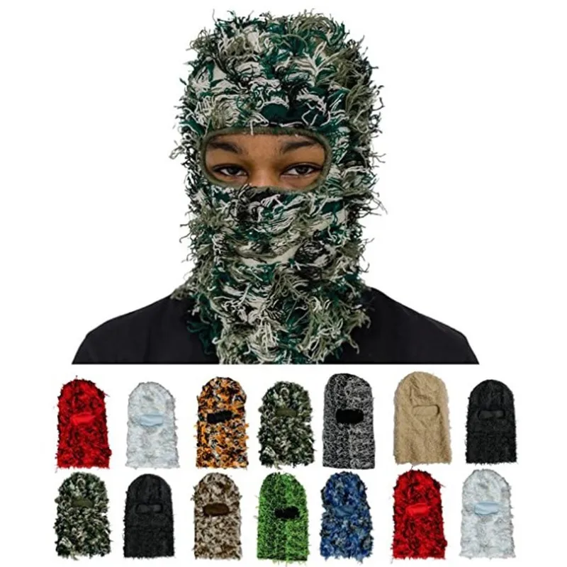 Top Trends: 2023 New Camouflage Balaclava Knit Balaclava Distressed Knitted Full Face Ski Mask Shiesty Mask Ski Balaclava Fuzzy Balaclava Shoppable Styles