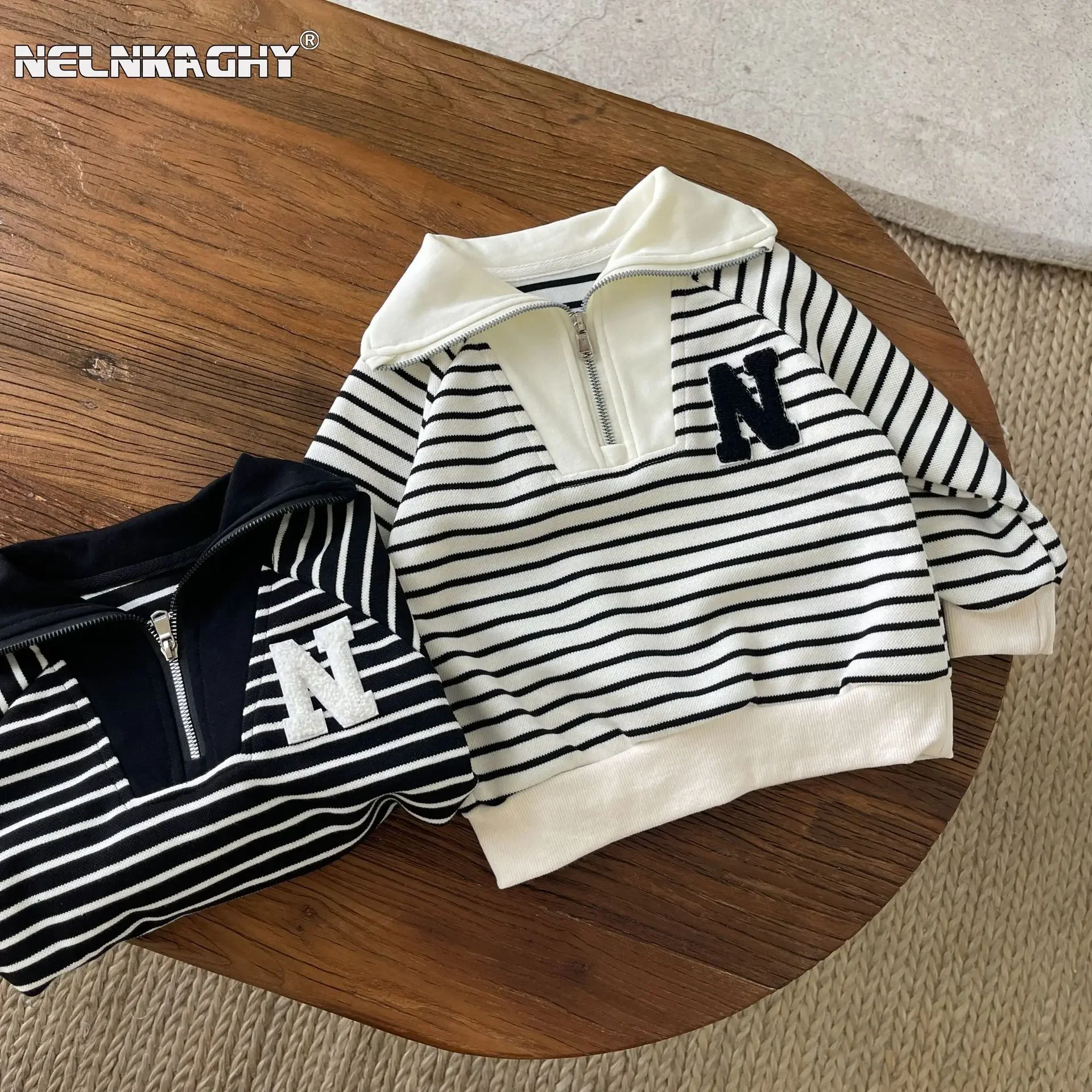 Top Trends: 2023 Spring New In Kids Baby Boys Full Sleeve Striped Letter Color Blocking Top Sweatshirts Children Fashion Clothing Outwear Shoppable Styles