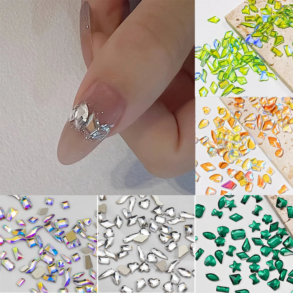 Top Trends: 100pcs Mixed Crystal AB Nail Art Rhinestones Flatback Aurora Glass Nail Stones Gems For 3D Nails DIY Manicure Decorations Shoppable Styles