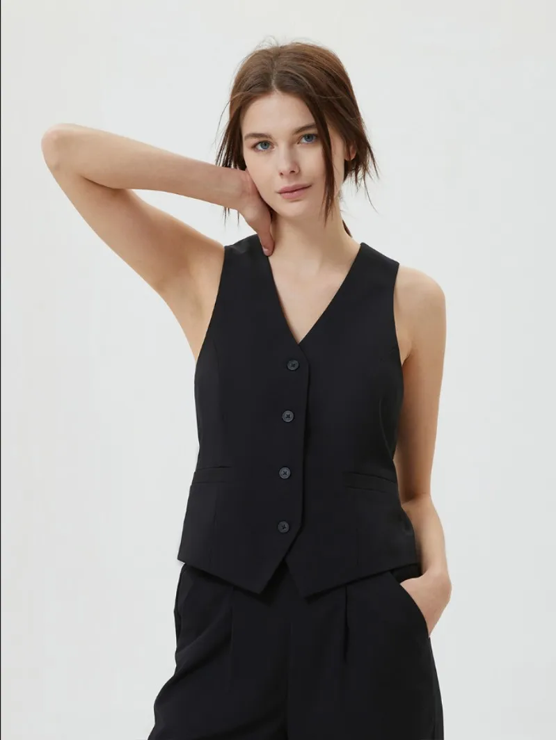 Top Trends: Ladies Sleeveless V Neck Vest Black Commuter Casual Style New In External Clothes Women&#039;s Vests Top Cardigan 2023 New Promotion Shoppable Styles