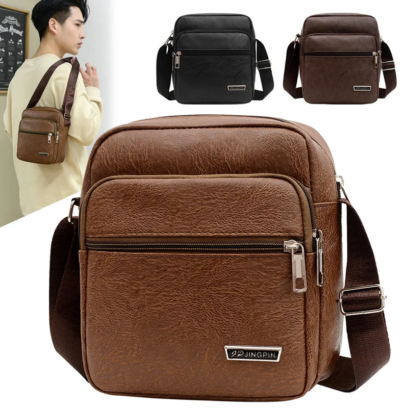 Top Trends: Fashion PU Leather Men's Shoulder Bag Large Capacity Male Crossbody Bag Business Messenger Bag Casual Sling Bag Shoppable Styles