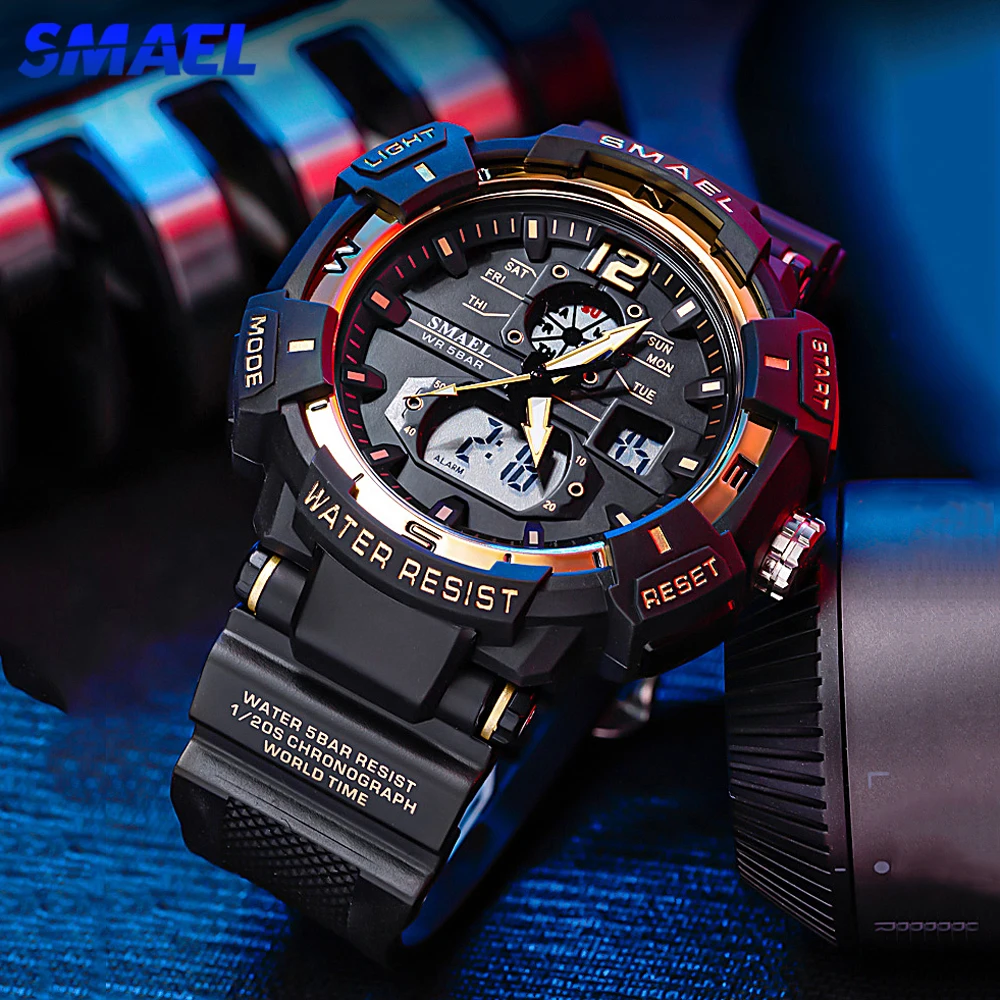 Top Trends: SMAEL Sport Watch Men Big Dial LED Digital Quartz Wrist Watches Men's Top Brand Luxury Digital-watch Military Army Clock Male Shoppable Styles