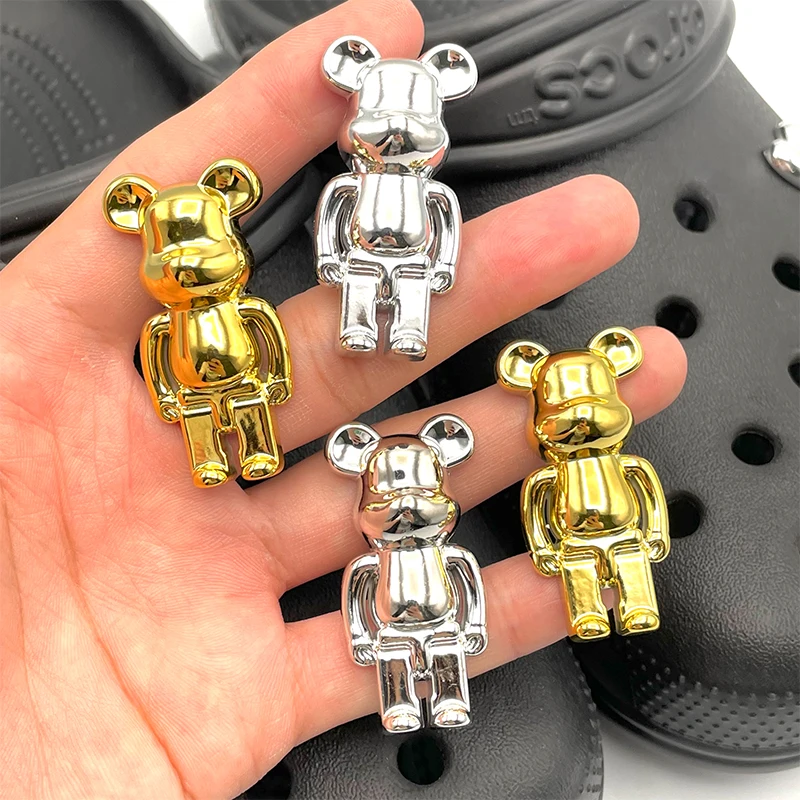 Top Trends: Fashion Bear Gold Silver Shoe Pins Charms For Crocs Child's Clogs Cute Badge DIY Garden Shoe Decorations For Sandals Accessory Shoppable Styles