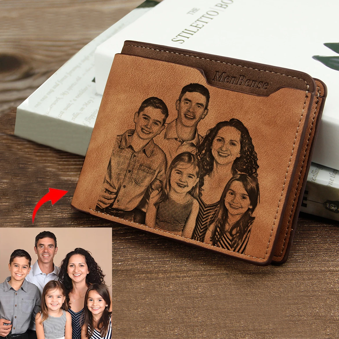 Top Trends: Customized Wallet Photo Mens Brown Short Waterproof Multi-Function Matte PU Leather Engraving Picture Personalized Purse For Men Shoppable Styles