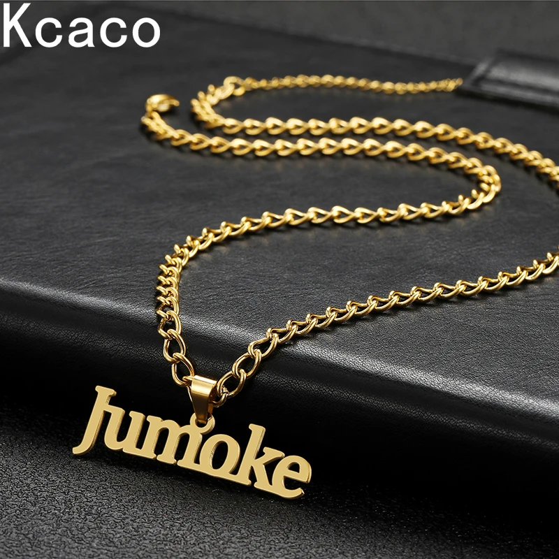 Top Trends: Kcaco Customized Name Pendant Necklace Gold Color Personalized Stainless Steel 4mm Side Thick Chain Jewelry For Women Gifts Shoppable Styles