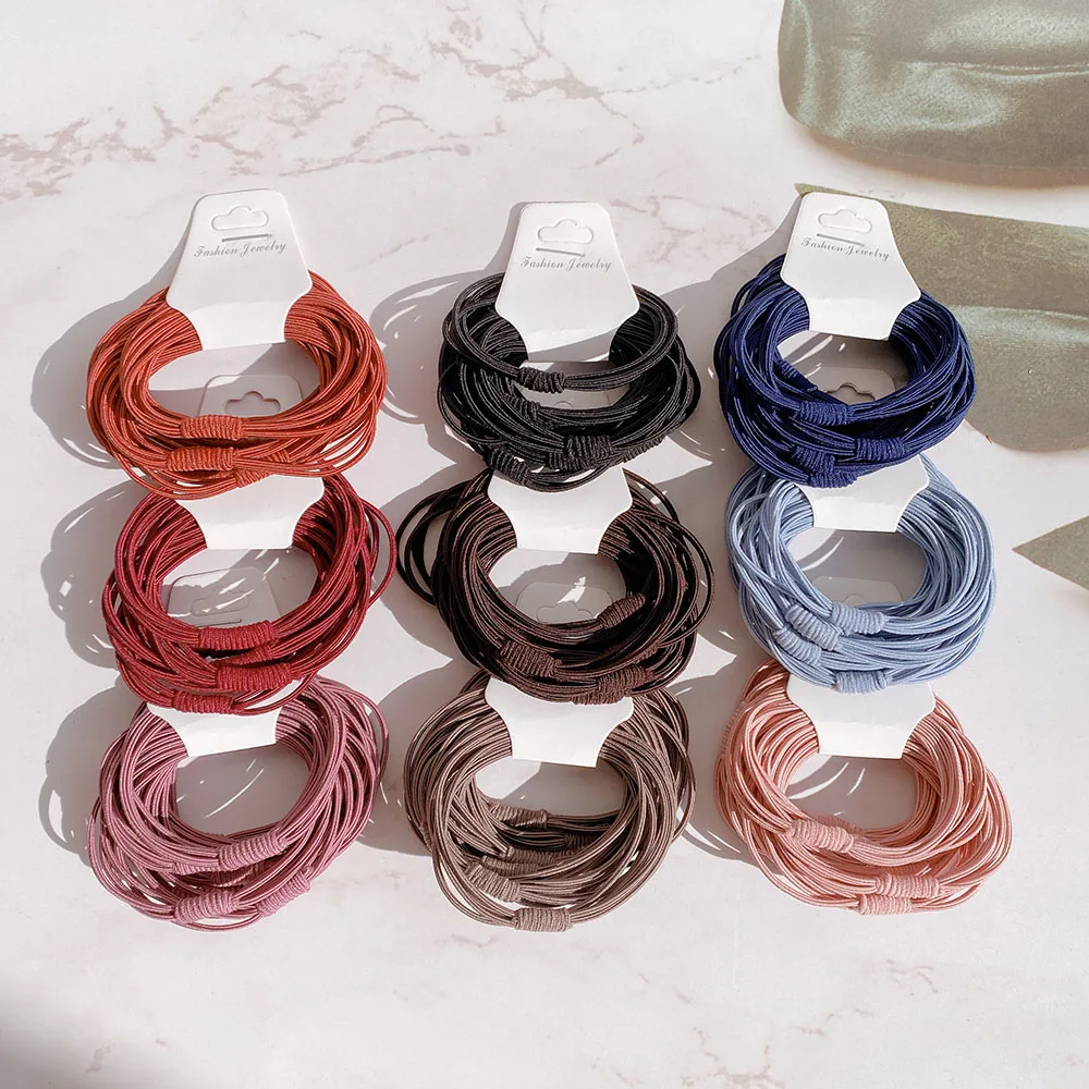 Top Trends: 10Pcs / Set Women's Solid Color Elastic Hair Rope Rubber Band Headband Ponytail Fixer Hair Girl Hair Accessories Tools Wholesale Shoppable Styles - Image 2