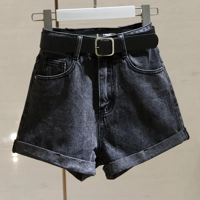 Top Trends: Casual High Waist Denim Shorts Summer New Solid Color Loose Wide Leg A-line Hot Pants Korean Style Fashion Women Clothing Shoppable Styles