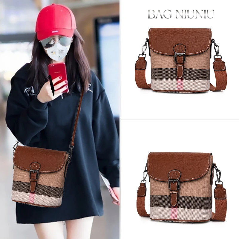 Top Trends: New Luxury Spring And Summer Shoulder Women's Bag Classic Plaid Canvas Ladies Messenger Bag Trend Fashion Designer Bucket Shoppable Styles