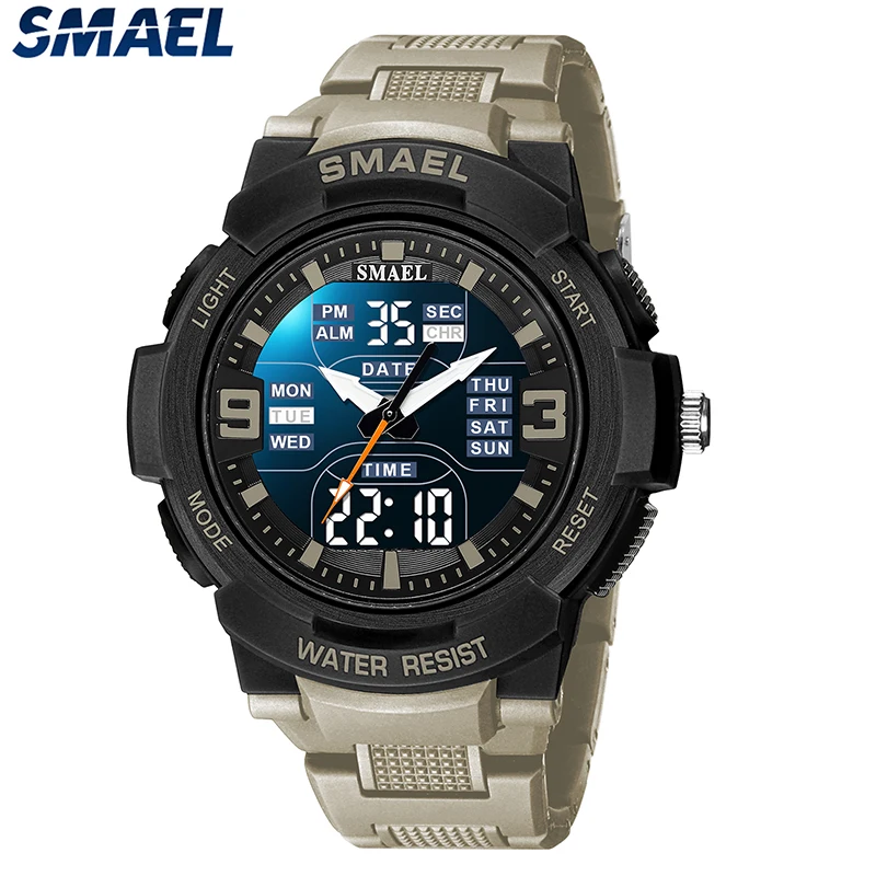 Top Trends: SMAEL Men Military Watch New Fashion Watches Quartz Wristwatch Men 50m Waterproof Sports Watch Digital 1912 Shock Army WatcH Shoppable Styles