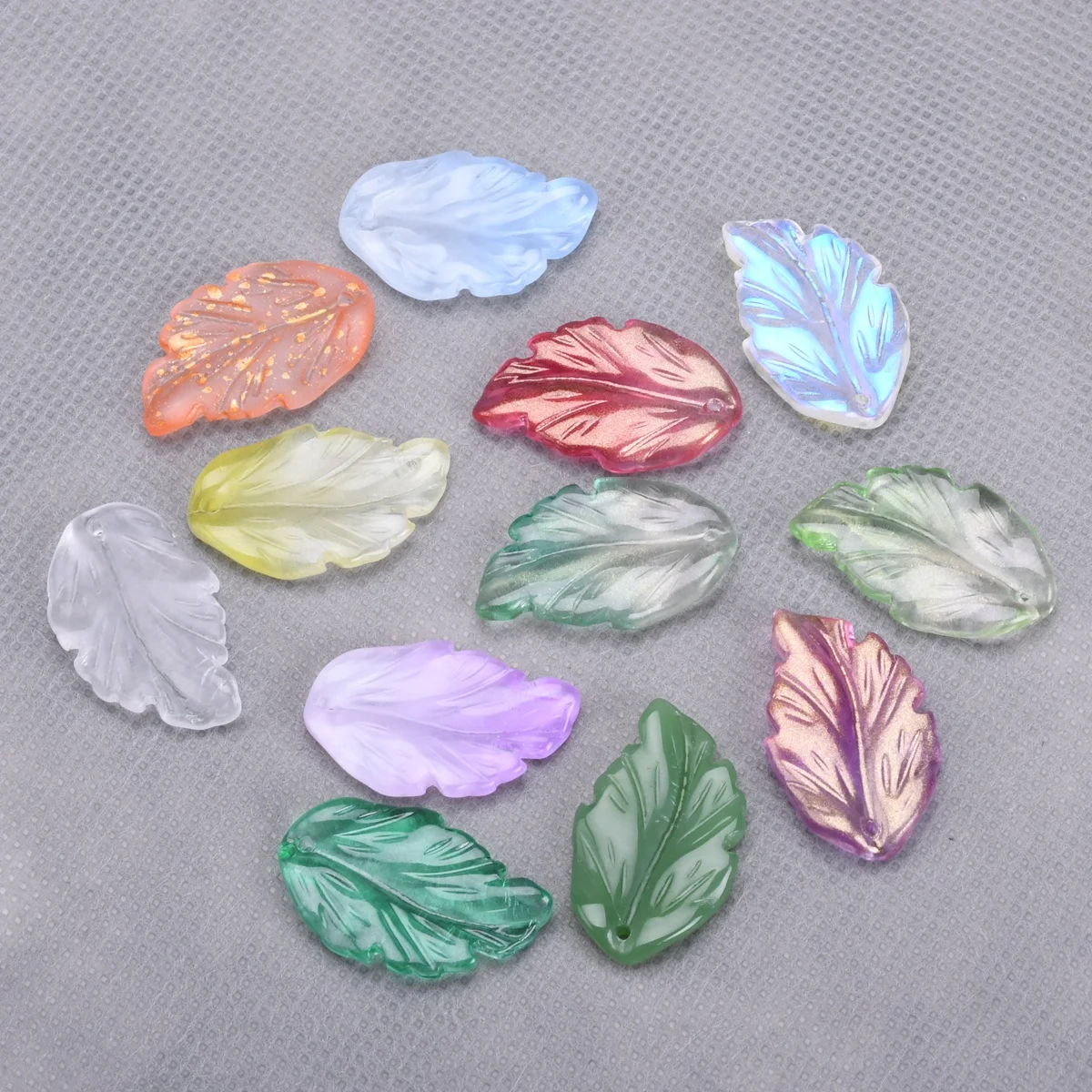 Top Trends: 10pcs 28x17mm Leaf Petal Shape Lampwork Glass Loose Pendants Beads For Jewelry Making DIY Handmade Crafts Findings Shoppable Styles