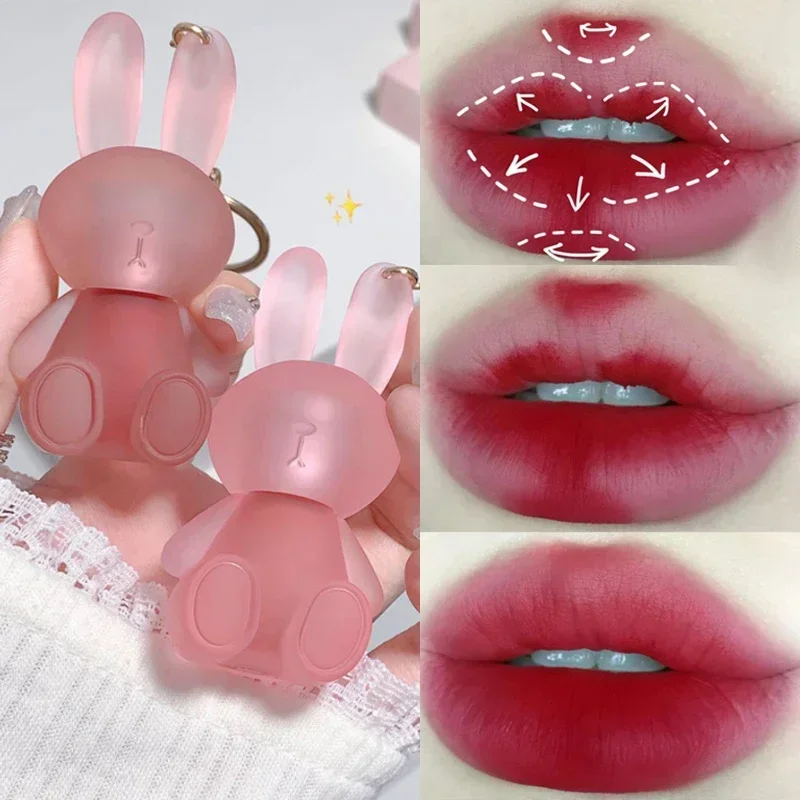 Top Trends: Matte Keychain Lip Gloss Waterproof Non-Stick Cup Long Lasting Moisturizing Cute Rabbit Nude Red Lip Glaze Tint Korean Cosmetics Shoppable Styles