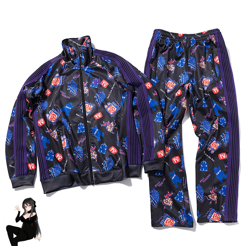 Top Trends: Black Needles Cartoon Anime Zipper Jacket Track Pants Set Men Women Embroidery Butterfly Ribbon Needles AWGE Jackets Tracksuit Shoppable Styles