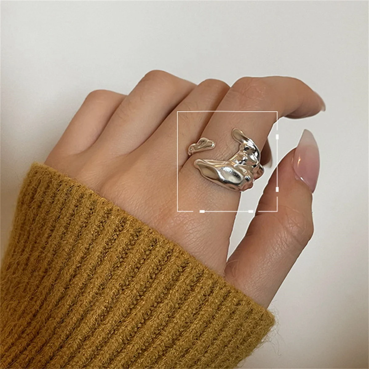 Top Trends: INS Minimalist Silver Color Irregular Wrinkled Surface Finger Rings Creative Geometric Punk Opening Ring For Women Girls Jewelry Shoppable Styles - Image 2