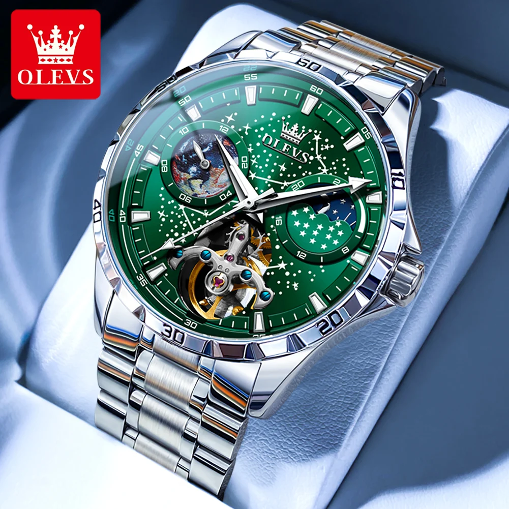 Top Trends: OLEVS Original Brand Men's Watches Full Automatic Watch Waterproof Luminous Fashion Luxury Multi-Function Hollow Out Wristwatch Shoppable Styles