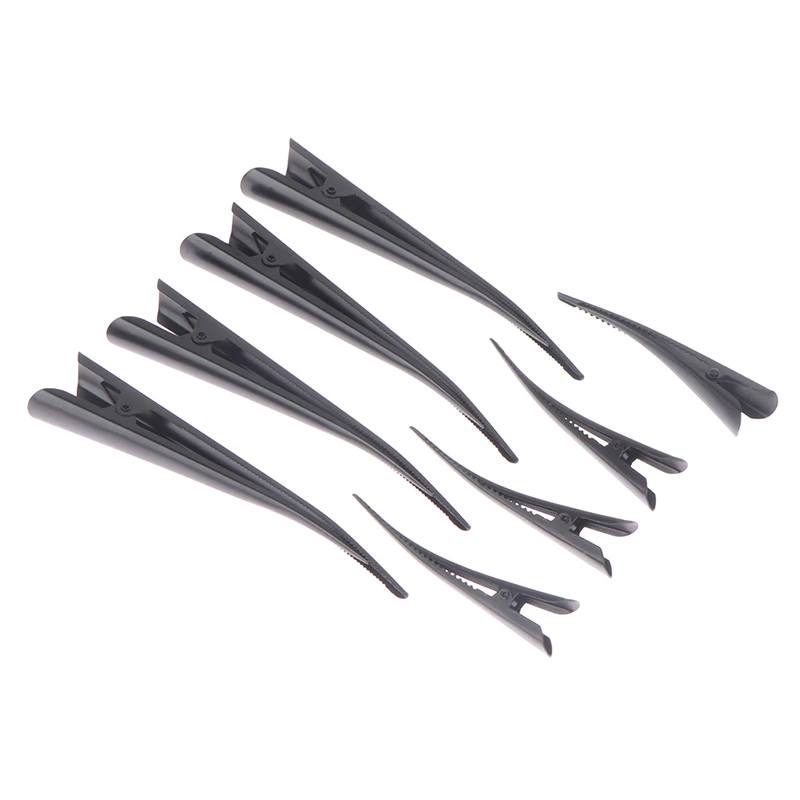 4Pcs Lange Metall Haar Clips Hohle Blume Entenschnabel Haar Klemmen Haar Zubehör Ente Zähne Friseur Salon Spitze Clip Schwarz clip – Detail 6