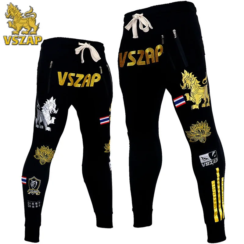 Top Trends: Vszap Muay Thai Fighting Trousers KIRIN Lotus Sweatpants Fitness MMA Sports Fight Embroidery Running Shoppable Styles